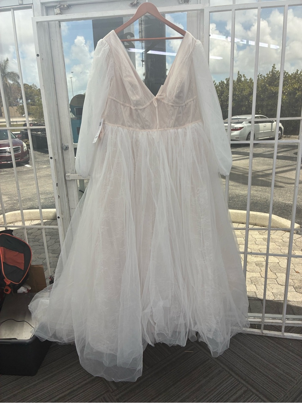 Azazie Long Sleeve Tulle Wedding Dress in Ivory